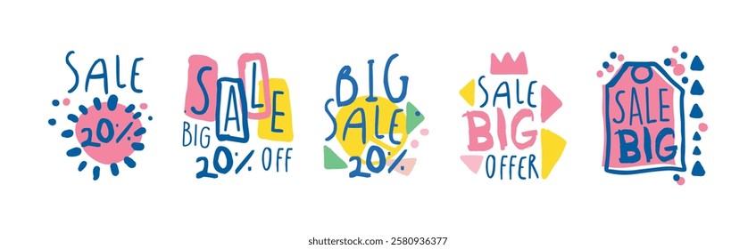 Discount and Sale Special Offer Label Design Vector Set