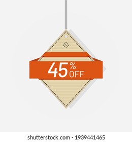 Discount sale tag label 45 off vector