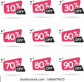 Discount sale tags labels set. Discount sale tags for your discount product form 10% until 90%