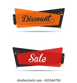 Discount and sale tags set on white background