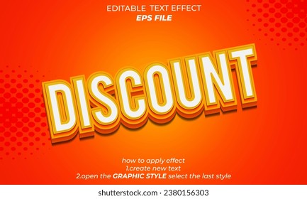 discount sale text effect, editable, 3d text for logo and business brand. vector template
