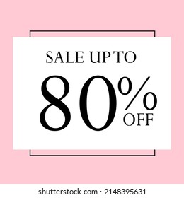 descuento venta etiqueta vectorial 80% diseñada para tener letras negras sobre fondo blanco y rosa.
