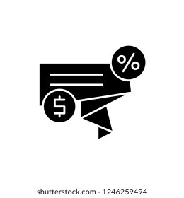 Discount sales black icon, vector sign on isolated background. Discount sales concept symbol, illustration 