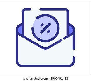 discount sales envelope single isolated icon with dashed line style
