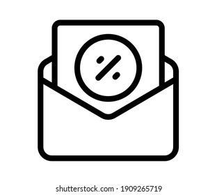 discount sales envelope single isolated icon with outline style