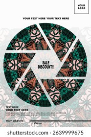 discount sales flyer design with decorative motif
