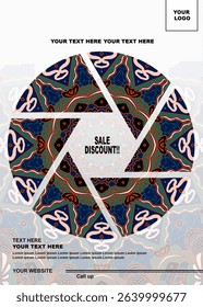 discount sales flyer design with decorative motif