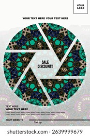 discount sales flyer design with decorative motif