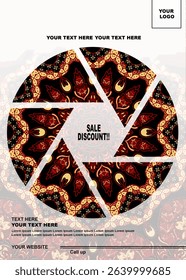 discount sales flyer design with decorative motif