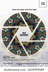 discount sales flyer design with decorative motif