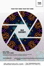 discount sales flyer design with decorative motif