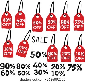 discount sales tag set vector badge set vector illustration. Good for banner, poster, greeting card, party card, invitation, template, advertising, campaign, and social media.