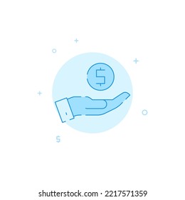 Discount, save money vector icon. Flat illustration. Filled line style. Blue monochrome design. Editable stroke. Adjust line weight.
