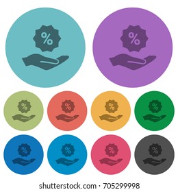 Discount services darker flat icons on color round background