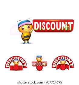 Discount set, bee, template, vector illustration