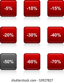 Discount set of square color icons.