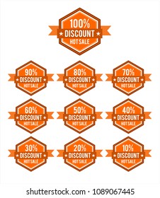Discount set tags vector labels, 50% discount labels set, Sale sticker labels
