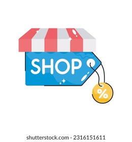 Discount shop doodle vector contorno Sticker. archivo EPS 10