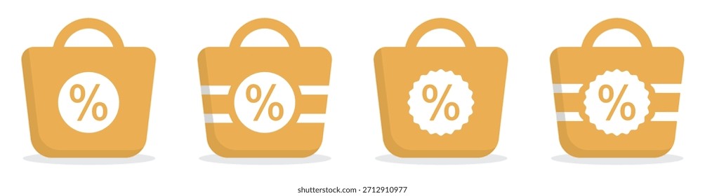 Ícone de saco de compras com desconto, ilustração vetorial