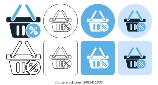 discount Shopping basket Icon shop and sale icon Shopping and E-commerce check out icon. mart market trolley icon symbol stroke line and glyph