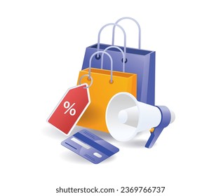 Discount shopping campaign flat illustration concept