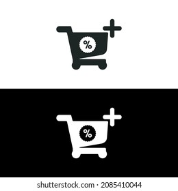Descuento en el icono de la gráfica de compras aislado en fondo blanco