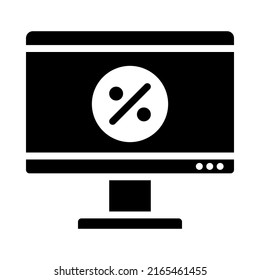 Discount shopping online icon glyph style. Concept of Shopping online. Glyph style. Vector. Isolate on white background.