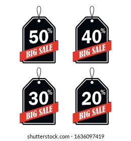 Discount shopping sale concept. Clothes hanger background. Discount advertising and banner. Special offer price signs. 50 - 40 - 30 - 20 percent off reduction symbols. 