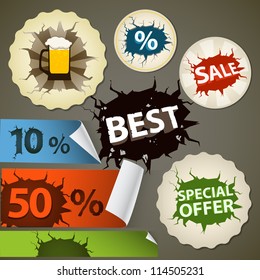 Discount shopping tags set with cracks
