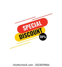 Discount Sign Banner or Poster. Special offer price signs, Discount 20% OFF