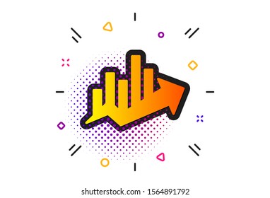 Discount sign. Halftone circles pattern. Growth chart icon. Sale diagram symbol. Classic flat growth chart icon. Vector