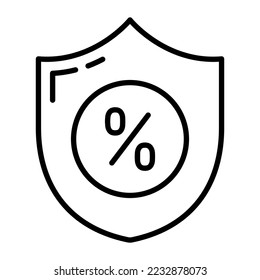 Discount sign inside security shield vector icon