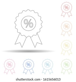 Discount sign in multi color style icon. Simple thin line, outline vector of programming icons for ui and ux, website or mobile application