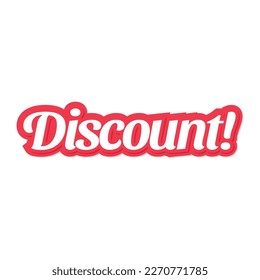 Discount sign. Vector illustration. Red lettering on white background.