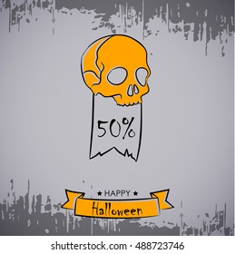 Discount with a skull drawing