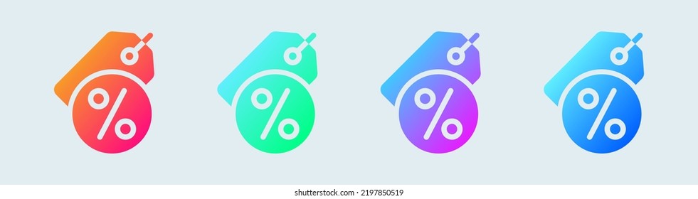 Discount solid icon in gradient colors. Percentage signs vector illustration.