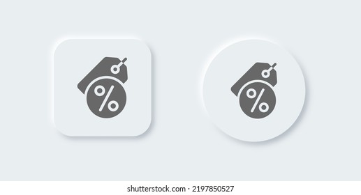 Discount solid icon in neomorphic design style. Percentage signs vector illustration.