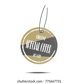Discount special offer sticker label price tag with brown paper style