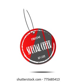 Discount special offer sticker label price tag with red and black concept