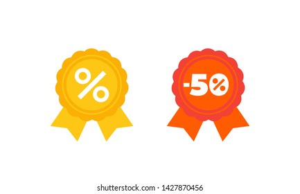 Discount, special offer vector badges on white