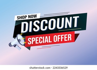 discount special offer word concept vector illustration with lines modern futuristic 3d style for landing page template web mobile app poster banner flyer background gift card coupon label wallpaper