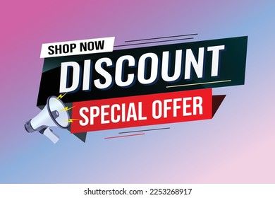 discount special offer word concept vector illustration with lines modern futuristic 3d style for landing page template web mobile app poster banner flyer background gift card coupon label wallpaper