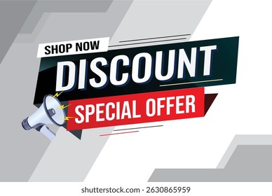 discount special offer word concept vector illustration with lines modern futuristic 3d style for landing page template web mobile app poster banner flyer background gift card coupon label wallpaper	