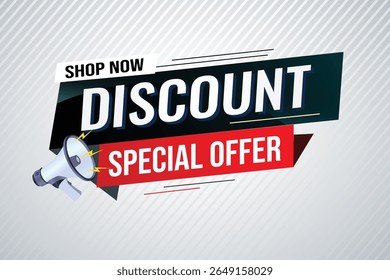 discount special offer word concept vector illustration with lines modern futuristic 3d style for landing page template web mobile app poster banner flyer background gift card coupon label wallpaper 