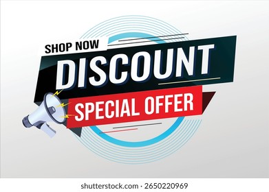 discount special offer word concept vector illustration with lines modern futuristic 3d style for landing page template web mobile app poster banner flyer background gift card coupon label wallpaper 