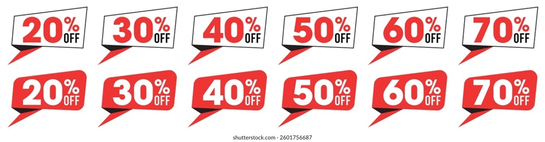 Discount speech bubble labels. Best sale red tag template
