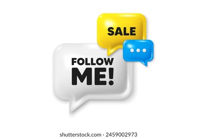 Discount speech bubble offer 3d icon. Follow me tag. Special offer sign. Super offer symbol. Follow me discount offer. Speech bubble sale banner. Discount balloon. Vector