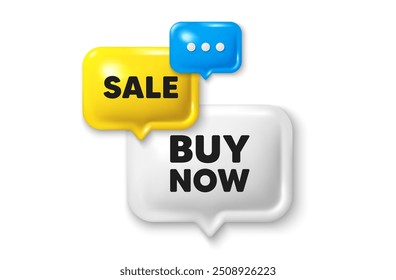 Discount speech bubble offer 3d icon. Buy Now tag. Special offer price sign. Advertising Discounts symbol. Buy now discount offer. Speech bubble sale banner. Discount balloon. Vector