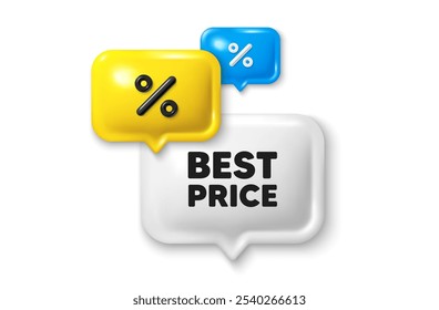 Discount speech bubble offer 3d icon. Best Price tag. Special offer Sale sign. Advertising Discounts symbol. Best price discount offer. Speech bubble sale banner. Discount balloon. Vector