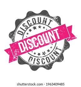 DISCOUNT. Stamp impression with the inscription. Old worn vintage stamp. Stock vector illustration.